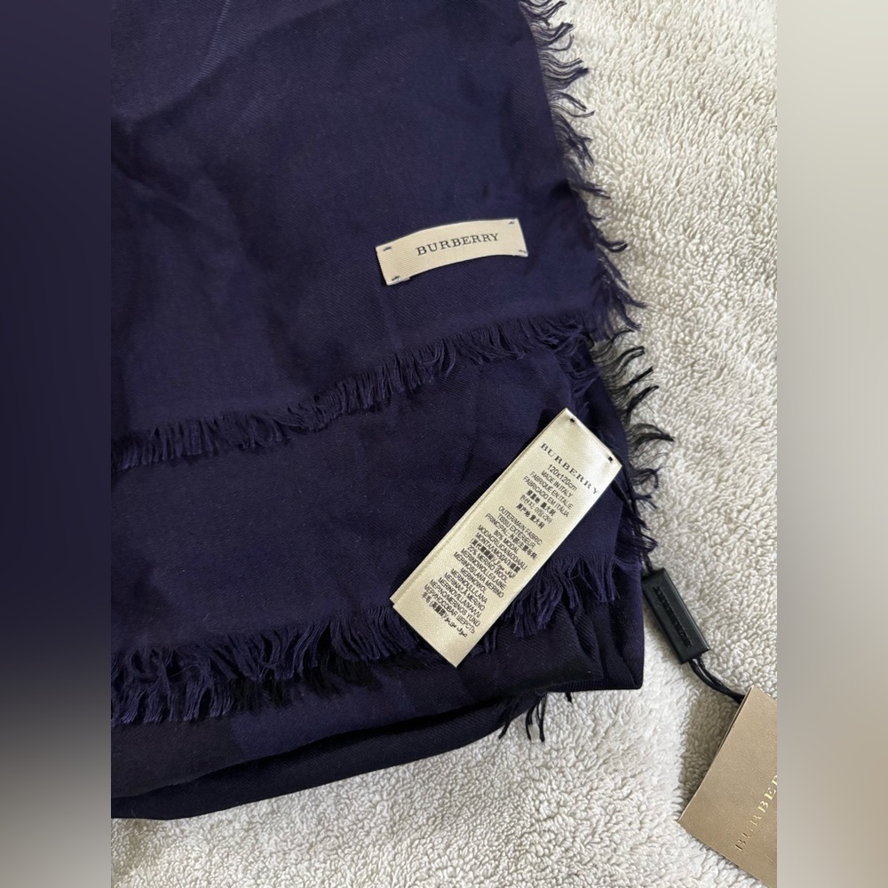 Brand New Burberry Purple Overdyed Chambray Check Scarf